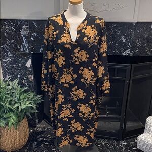 Floral Black and Gold Women's Dress